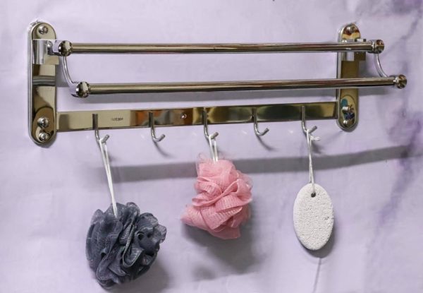 Double Towel Bar with 5 Hooks - Image 3