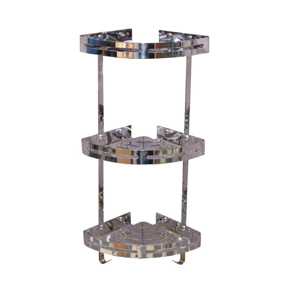 Bathroom & Kitchen Corner Shelf - Stainless Steel Triple Shelves