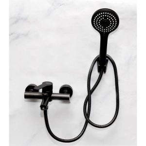 Black Wall Type Bath-tub Mixer with Telephone Shower l Shower Mixers in Nairobi Kenya l Bathroom accessories
