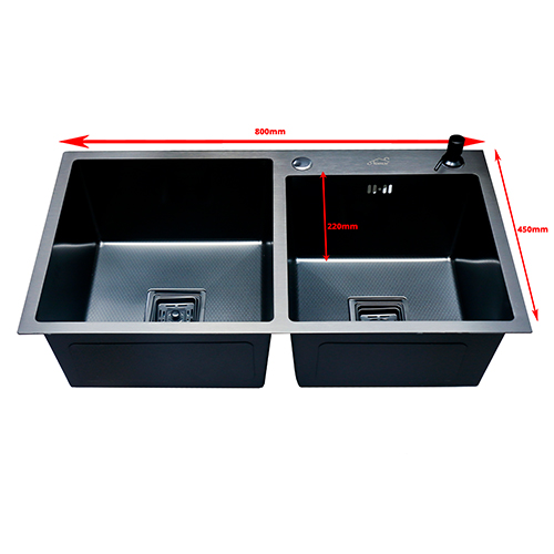 Handmade Double Bowl Kitchen Sink - Gun Grey - Handmade Kitchen Sink in Nairobi , Kenya - Stainless steel Kitchen sinks in Kenya